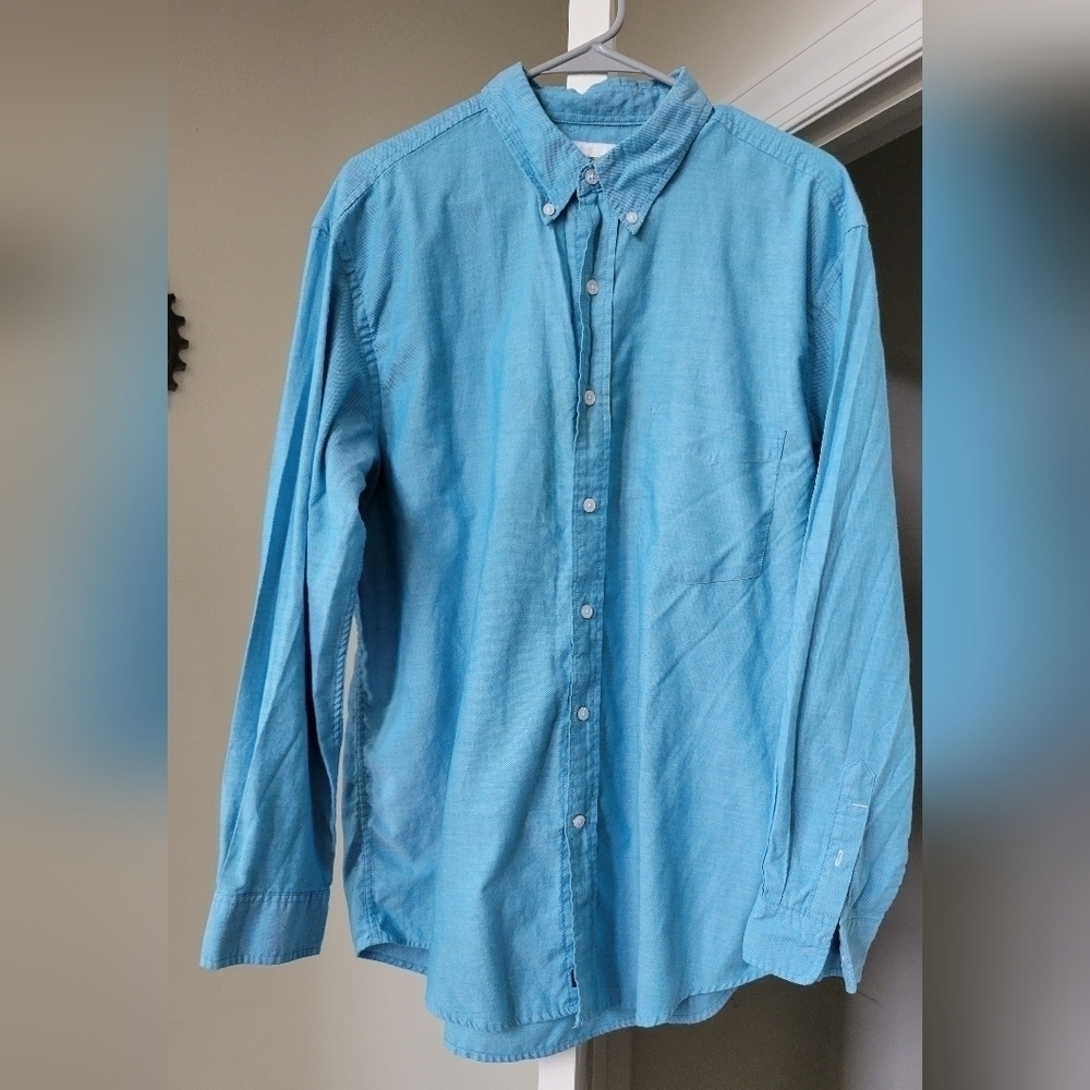Club Room Blue Button Down Shirt XL Men Long Sleeve Cotton Casual Dress Shirt